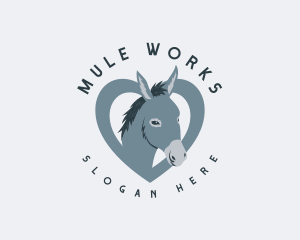 Mule - Farm Heart Donkey logo design