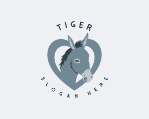 Petting Zoo - Farm Heart Donkey logo design