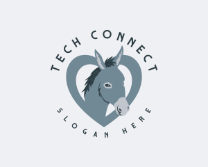 Mule - Farm Heart Donkey logo design