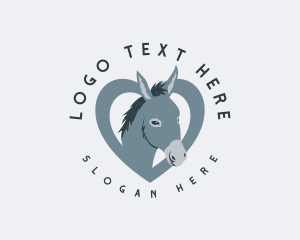 Mule - Farm Heart Donkey logo design