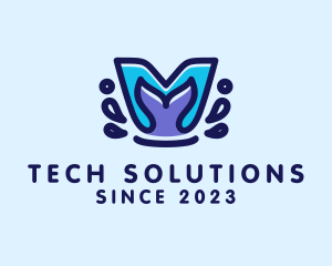 Solutions - Fish Tail Fin Letter V logo design