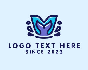 Mermaid - Fish Tail Fin Letter V logo design