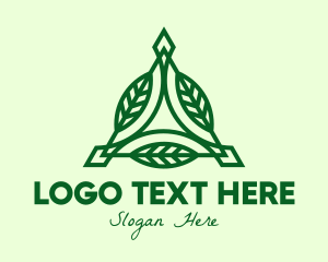 Triangular - Green Triangle Leaves logo design