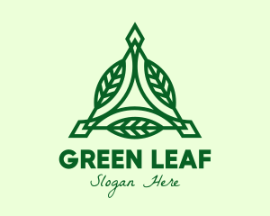 Green Triangle Leaves  logo design