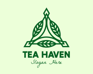 Green Triangle Leaves  logo design