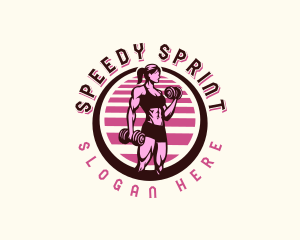 Sprint - Fitness Dumbbell Lady logo design