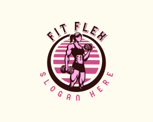 Fitness - Fitness Dumbbell Lady logo design