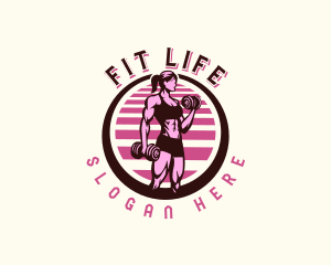 Fitness - Fitness Dumbbell Lady logo design