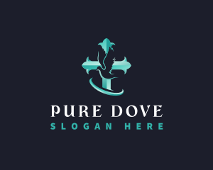 Cross Dove Religion logo design