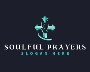 Pray - Cross Dove Religion logo design