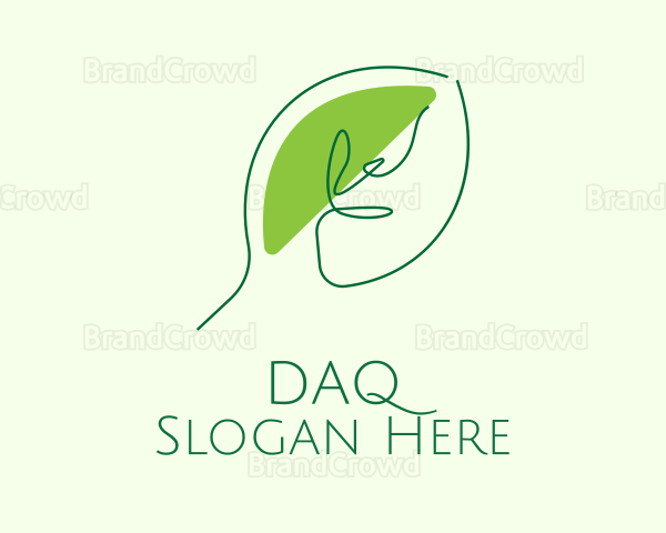 Green Leaf Line Art Logo