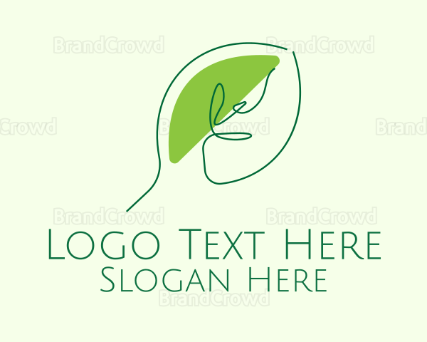 Green Leaf Line Art Logo