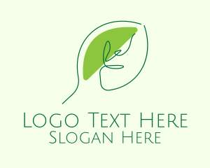 Tea - Green Leaf Line Art logo design