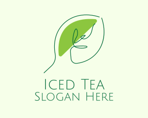 Green Leaf Line Art logo design