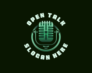 Podcast Media Microphone logo design