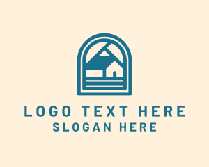Land Developer - House Window Emblem logo design
