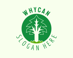 Circle Green Tree Emblem  Logo