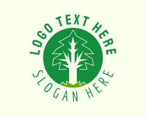 Zen - Circle Green Tree Emblem logo design