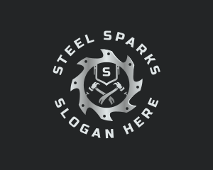 Industrial Saw Hammer logo design