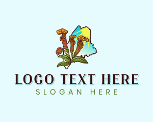 Seaside Goldenrod - Maine Flower Plant logo design