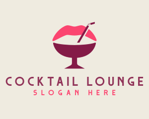 Lip Cocktail Straw logo design