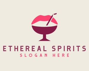 Spirits - Lip Cocktail Straw logo design