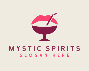 Lip Cocktail Straw logo design