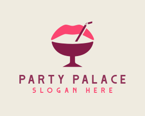 Lip Cocktail Straw logo design