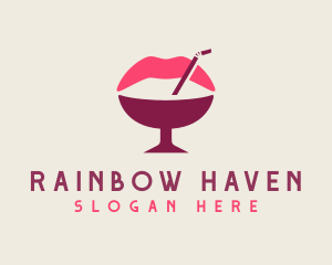 Queer - Lip Cocktail Straw logo design