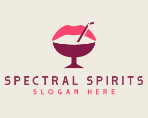 Lip Cocktail Straw logo design