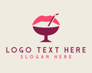 Liqueur - Lip Cocktail Straw logo design