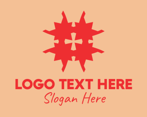 Tile Pattern - Red Cross Puzzle logo design