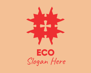 Religious - Red Cross Puzzle logo design
