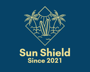 Surfboard Surf Tropical Beach Sun logo design