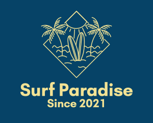 Surfboard Surf Tropical Beach Sun logo design