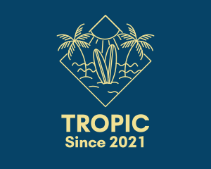 Surfboard Surf Tropical Beach Sun logo design