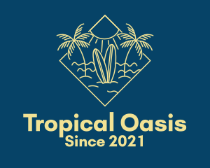 Tropical - Surfboard Surf Tropical Beach Sun logo design