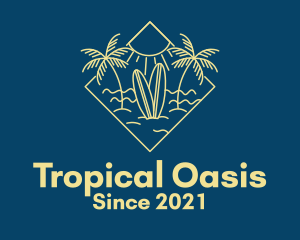 Surfboard Surf Tropical Beach Sun logo design