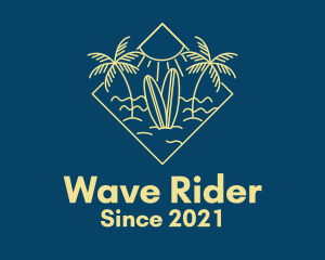Surfboard - Surfboard Surf Tropical Beach Sun logo design