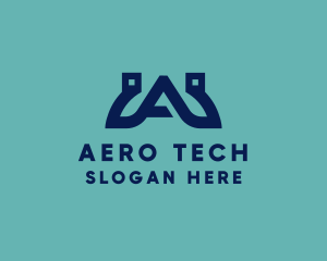 Blue Tech Letter A logo design