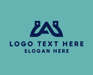 Initial - Blue Tech Letter A logo design