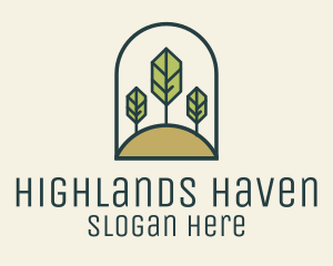 Highlands - Monoline Tree Hill logo design