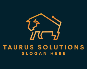 Taurus - Gold Luxury Bull logo design