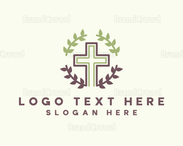 Christian Cross Wreath Logo