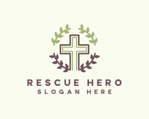 Savior - Christian Cross Wreath logo design