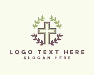 Christian Cross Wreath  Logo