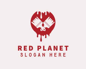 Red Paint Brush Painting logo design