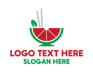Dinner - Watermelon Fruit Chopsticks logo design
