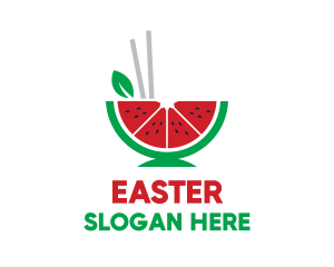 Eat - Watermelon Fruit Chopsticks logo design