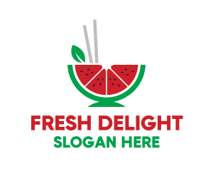Fruit Salad - Watermelon Fruit Chopsticks logo design